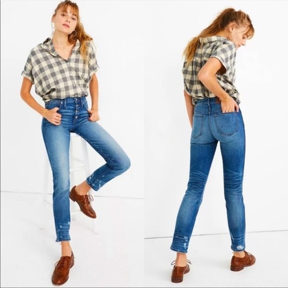 Madewell Slim Straight Jeans Distressed Button-Front Edition 23 NWT